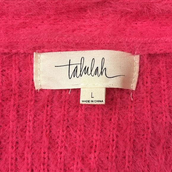 Talulah Striped Fuzzy Cardigan Sweater Pockets Pink Women’s Size Large - Picture 6 of 12